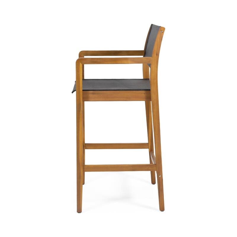 Fairfax Outdoor Acacia Barstool with Mesh (Set of 4) by Christopher Knight Home
