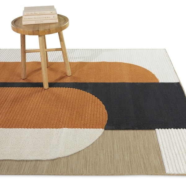 Astbury Modern Abstract Area Rug - 5'3" x 7' - Orange