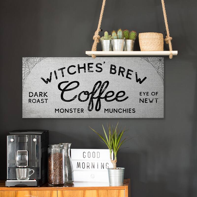 Stupell Witches' Brew Coffee Charming Halloween Design Canvas Wall Art