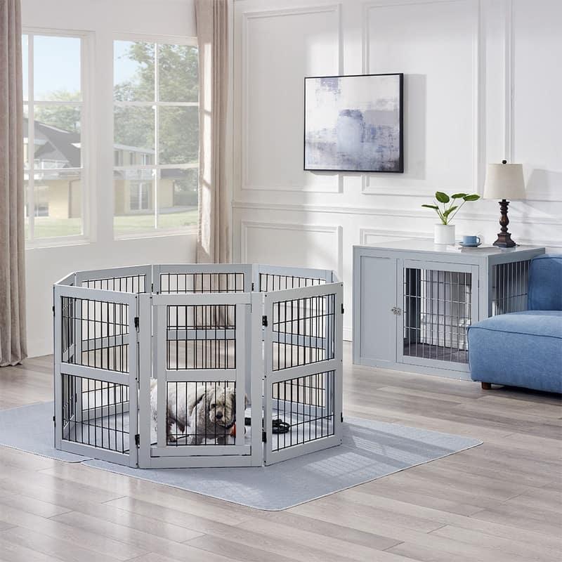 Unipaws Pet Playpen for Dogs, Freestanding 6 Panels Dog Gate