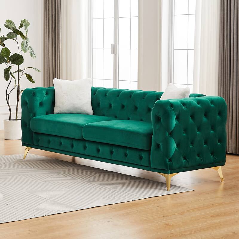 Modern Luxury Velvet Sofa with Chesterfield Quilted Button Accents