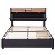 preview thumbnail 12 of 17, Multiple Storage,Full Size Upholstered Platform Bed with Storage Headboard, LED, USB Charging and 2 Drawers