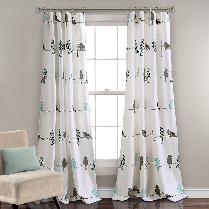 Lush Decor Rowley Birds Room Darkening Curtain Panel Pair - 52" W x 84" L - Blue