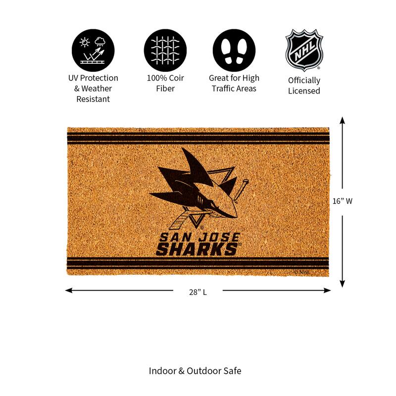 28 in. x 16 in. San Jose Sharks, Coir Mat