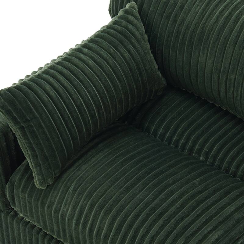 40"W Plush Corduroy Corner Accent Chair Sectional Module with Pillow