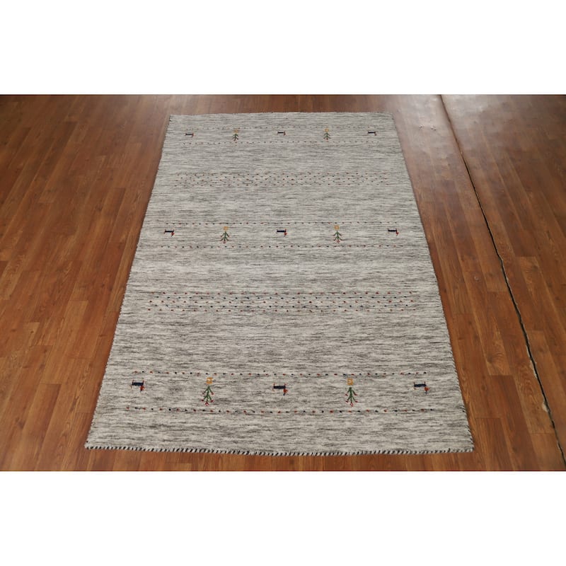 Little Animals Gabbeh Indian Rug Handmade Wool Carpet - 4'1" x 6'0"