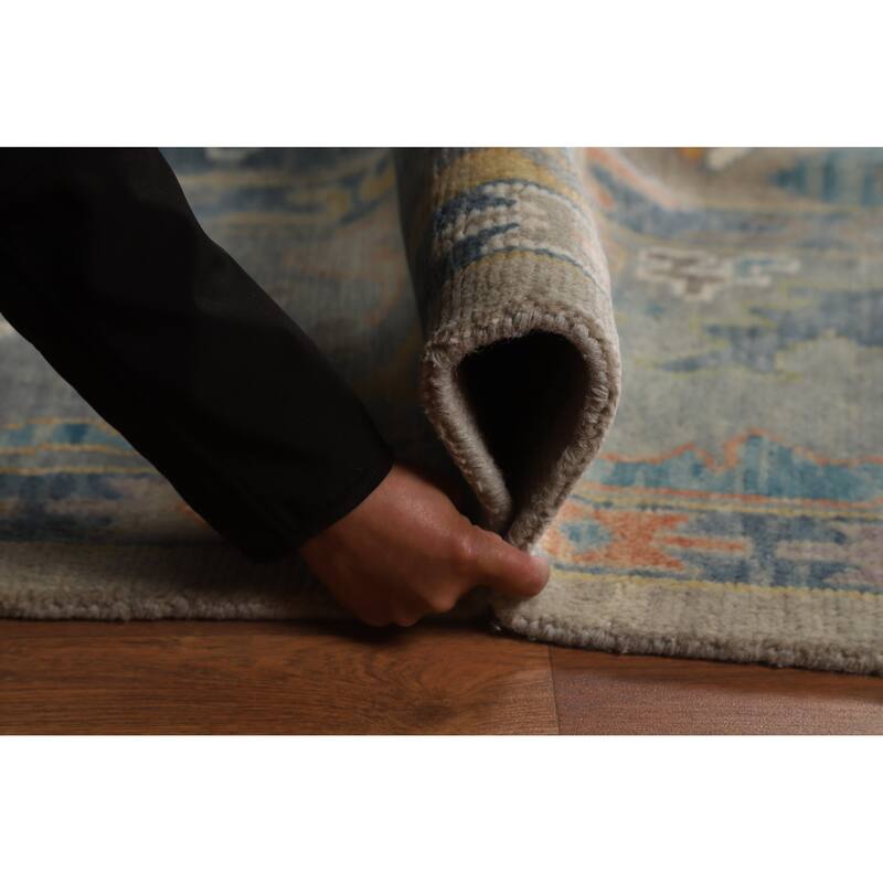 Hand Knotted Oriental 100% Wool Carpet Transitional All-Over Beige & Ivories Oushak Area Rug - 12' 3'' X 9' 1''