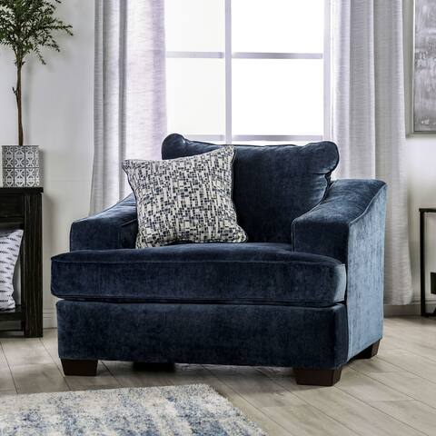 Furniture of America Parthage Contemporary Navy Chenille Chair