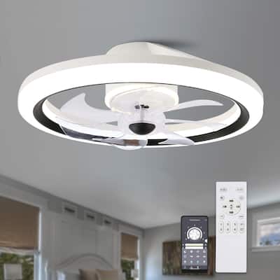 Cusp Barn 20-In Low Profile Ceiling Fan with Light and Remote Control, DC Motor 6 Speeds Flush Mount Dimmable LED Lighting