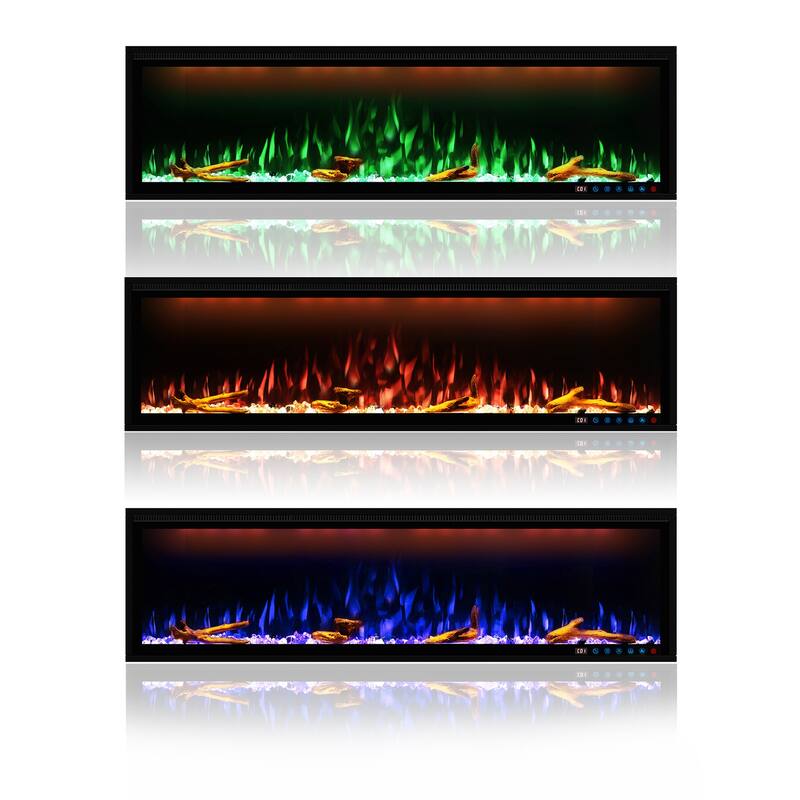 Smart 60” WiFi-Enabled Electric Fireplace, in-Wall Recessed