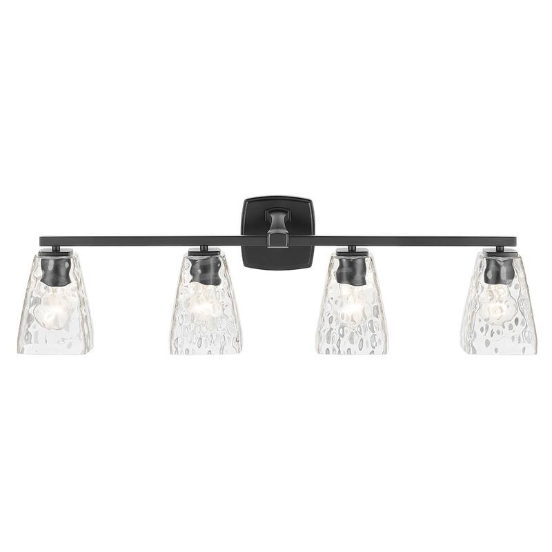 Kichler Lighting Marant 33.25" 4-Light Vanity Light with Clear Water Glass in Black