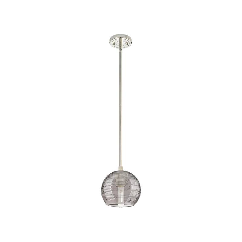 Innovations Lighting 434-1S-8-6 Crown Point Pendant Crown Point 6" - Polished Nickel / Light Smoke Deco Swirl