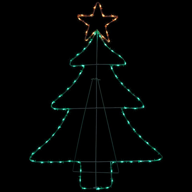38.5" Lighted Christmas Tree Silhouette Outdoor Christmas Decor - White