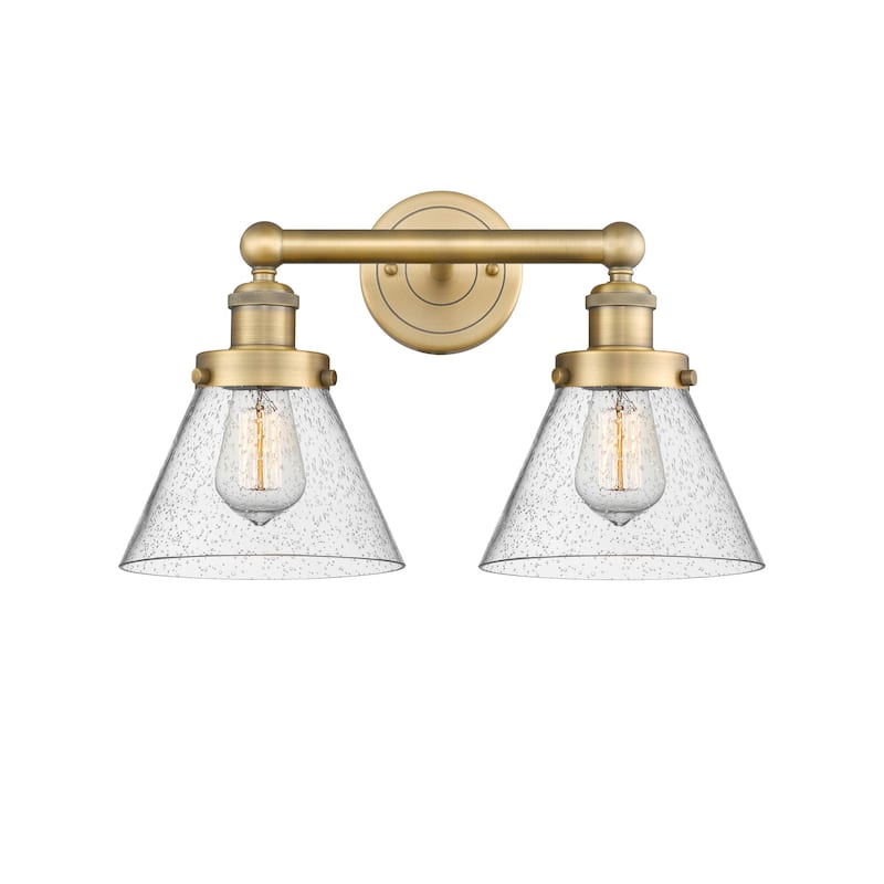 Innovations Lighting 616-2W-10-16-L Cone Vanity Cone 2 Light 16" Wide - Brushed Brass / Seedy