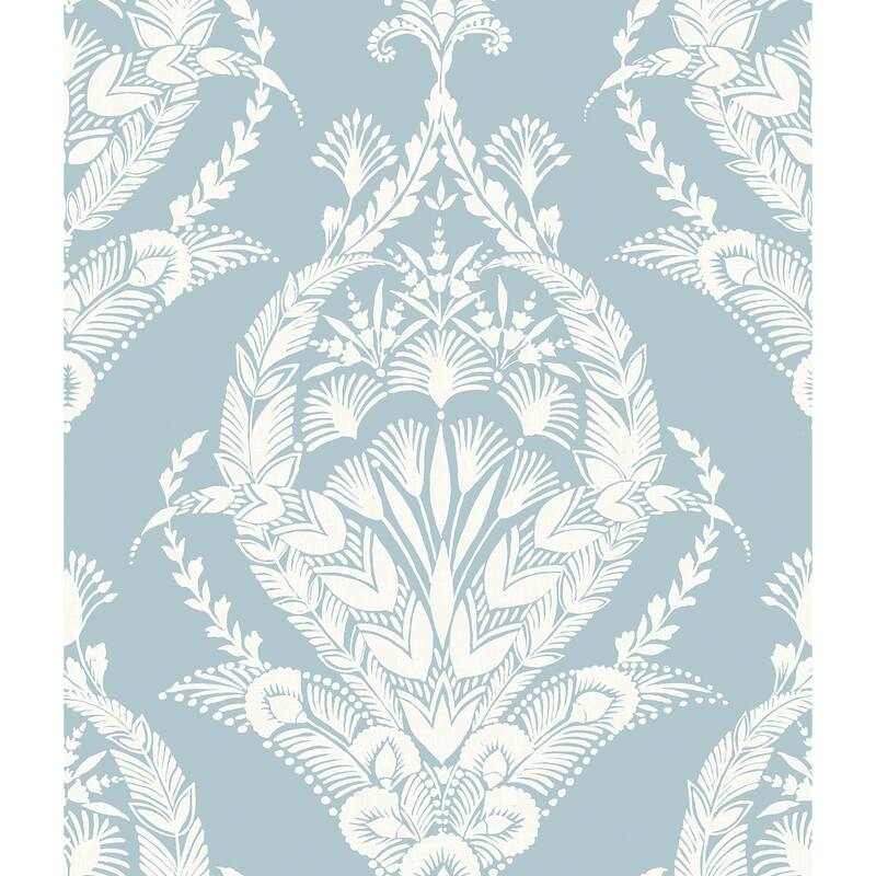 A-Street Prints Arlie Light Blue Botanical Damask Wallpaper