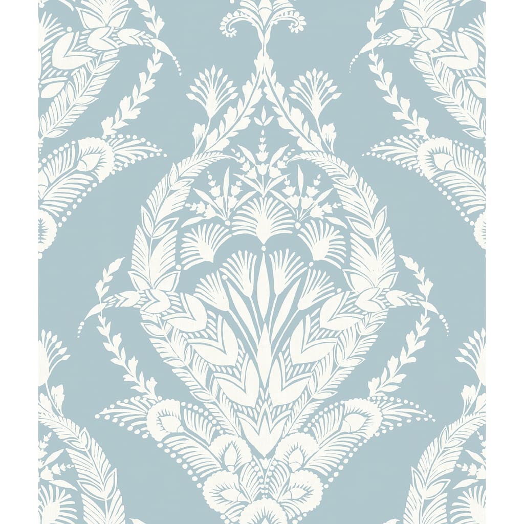 A-Street Prints Arlie Light Blue Botanical Damask Wallpaper