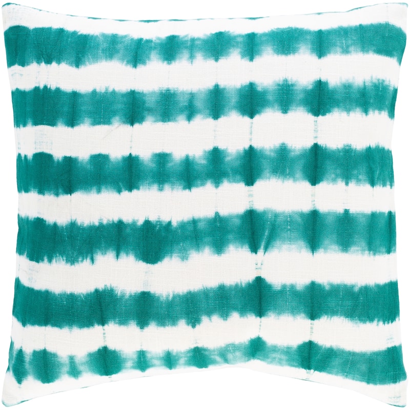 Artistic Weavers Saran Tie-Dye Striped Cotton Throw Pillow - 20"x20" Cover Only - Teal