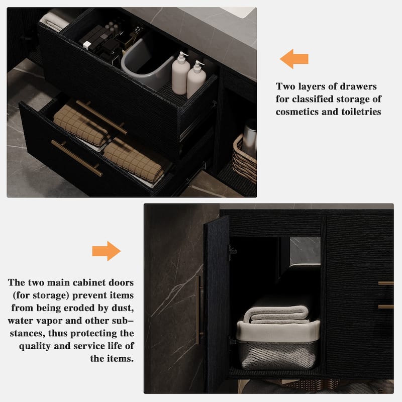 39.4 Inches Single Contemporary Floating Bathroom Vanity