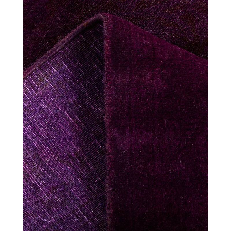 Overton Hand Knotted Wool Vintage Inspired Modern Contemporary Overdyed Purple Runner Rug - 2' 7" x 24' 1"