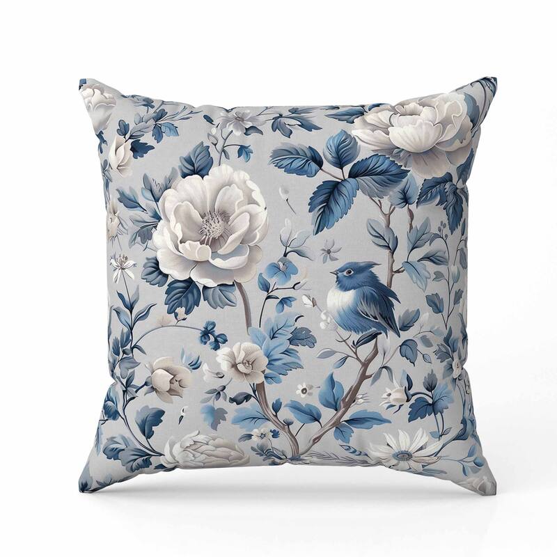 Misty Morning Faux Suede Reversible Throw Pillow Blue and Gray