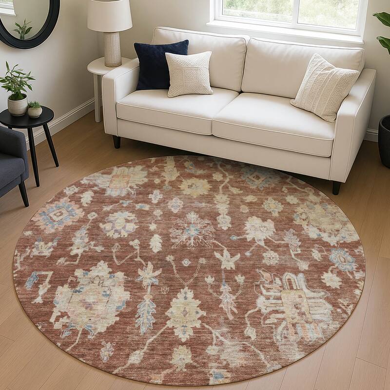 Machine Washable Indoor/ Outdoor Casual Traditional Chantille Rug