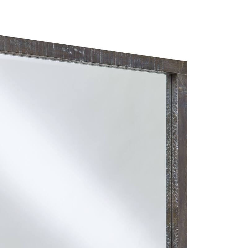 42 Inch Cas Sengon Tekik Dresser Mirror, Rough Hewn, Rustic Brown