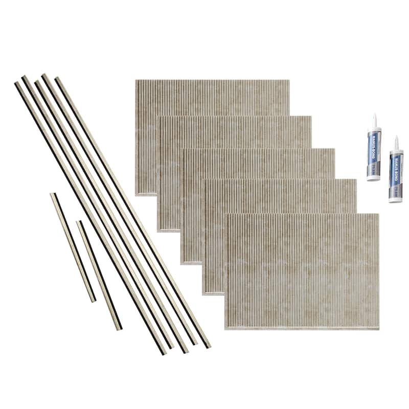 FASÄDE Rib Decorative Vinyl Backsplash Panel - 15 Sq Ft Kit - Vintage Metal