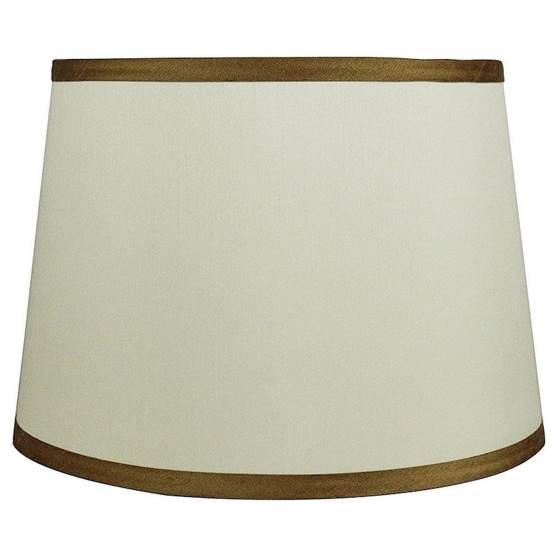 French Drump Lamp Shade, 12" to 14" Bottom Size - 14" - Eggshell, Gold