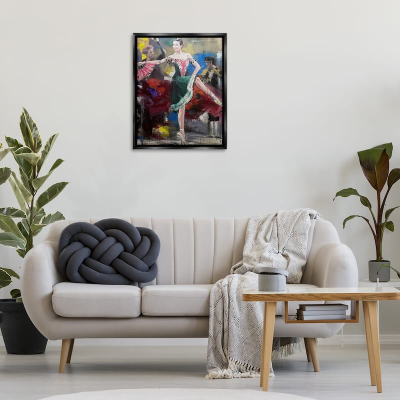 Stupell Classic Ballerina on Stage Framed Floater Canvas Wall Art Design By Lucille Lee