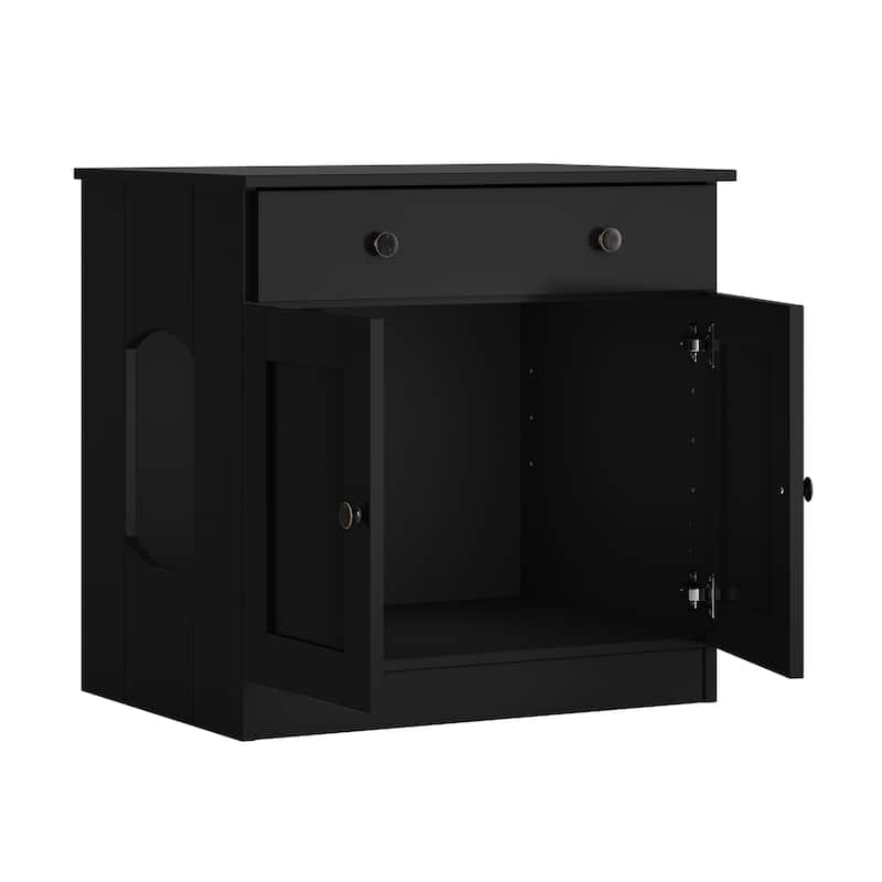 Palace Imports 100% Solid Wood Ziva 2-Door Cat Litter Box Enclosure with 2-Drawers