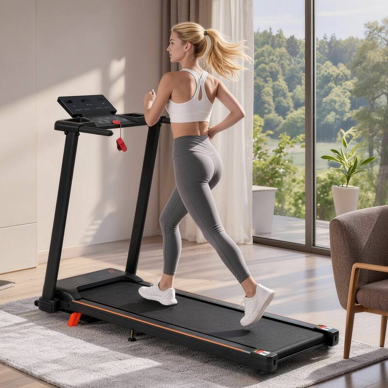 Portable Treadmills for Home with Handle, with 265 Lbs Capacity, 3.0HP Treadmill with 4 Adjustable Support Feet