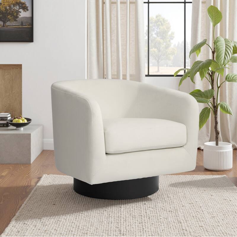 Modern Barrel Swivel Accent Chairs For Living Room - 31" W × 29" D × 29" H - Ivory-Single