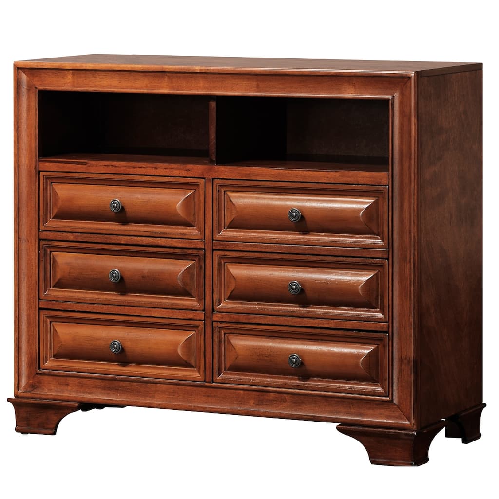 6-Drawer Wooden TV Media Chest - 42" - Brown