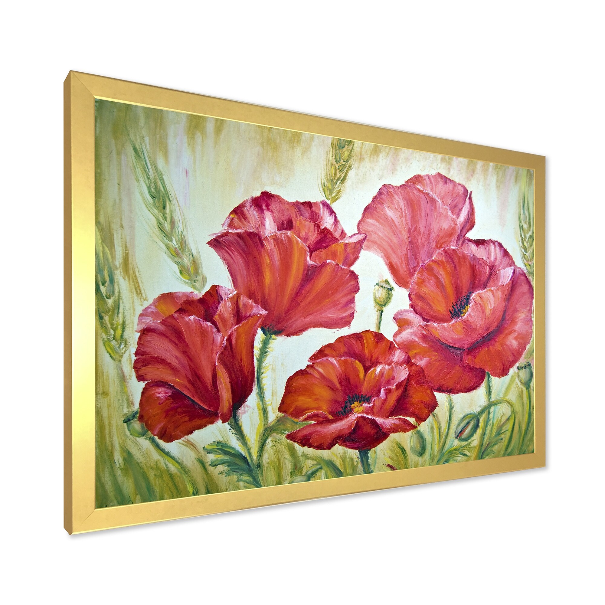 Designart 'Blossoming Poppies In The Morning III' Traditional Framed Art  Print