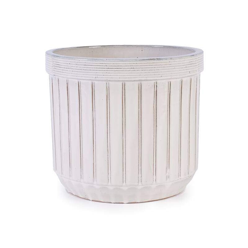 Set of 4 Handmade Ceramic Pots for Succulents with Vertical Grooves