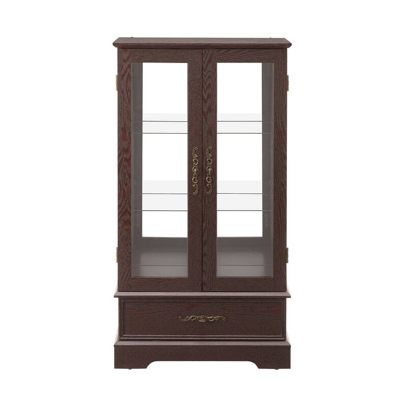 Curio Display Cabinet with Adjustable Glass Shelves