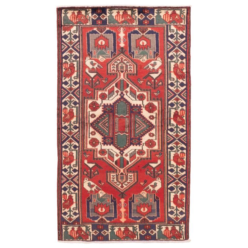 ECARPETGALLERY Hand-knotted Anadol Red Wool Rug - 4'1 x 7'3