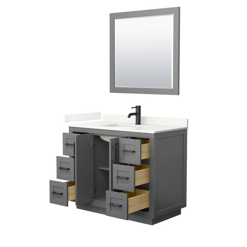 Miranda 42-inch Single Vanity, Quartz Top, 34-inch Mirror