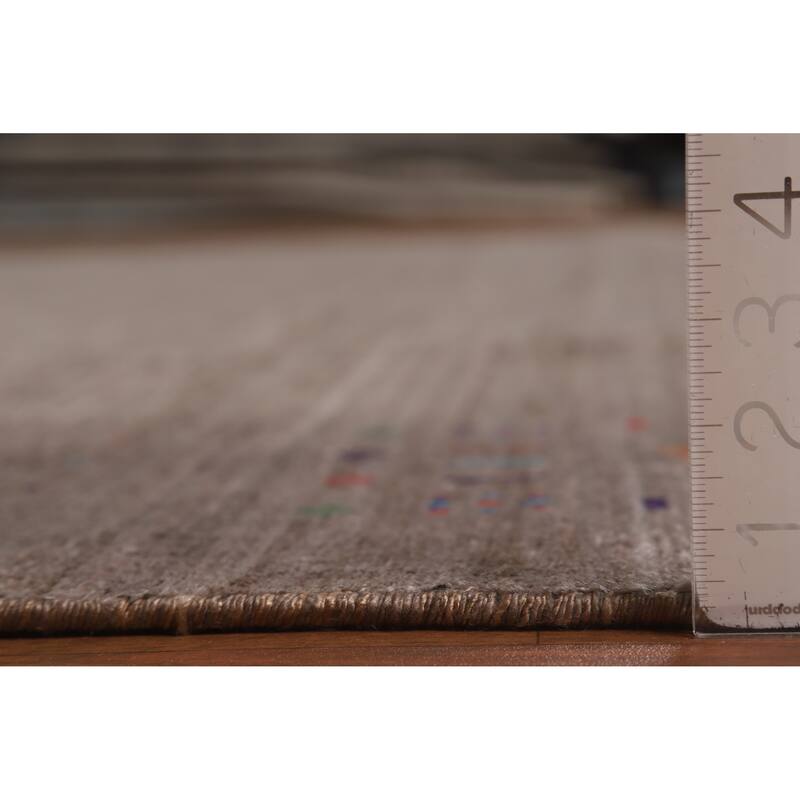 Brown Gabbeh Oriental Area Rug Hand-Knotted Silk Carpet - 8'11" x 11'8"