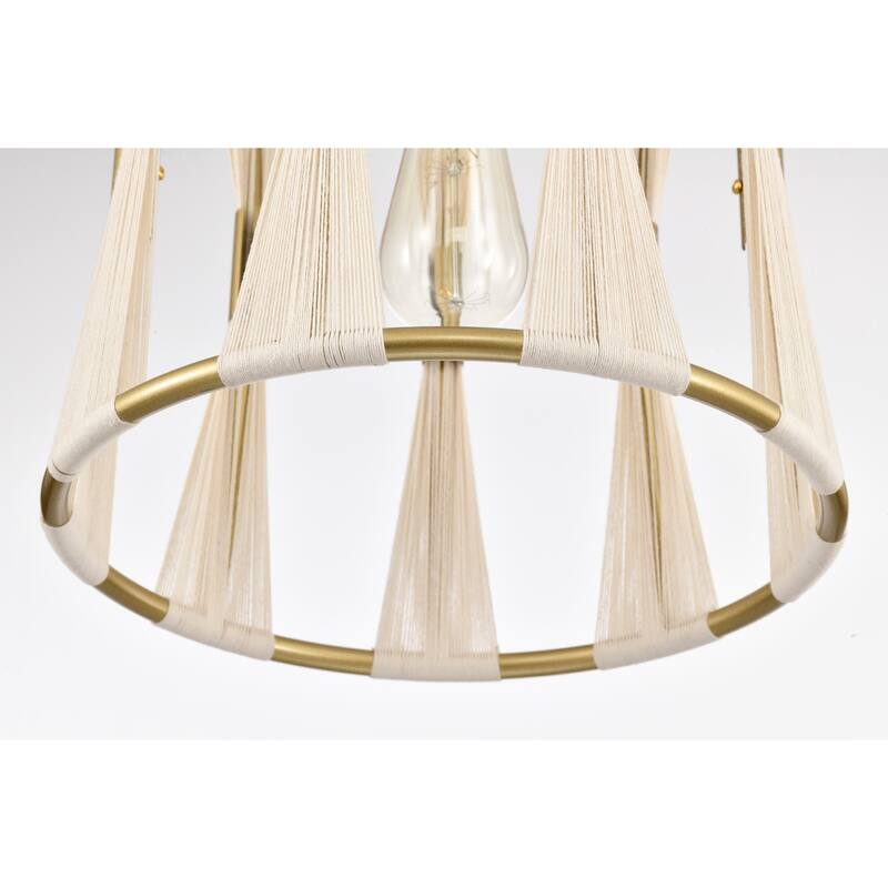 Amara 12 Inch Ivory Rope Gold Pendant with 1 Light