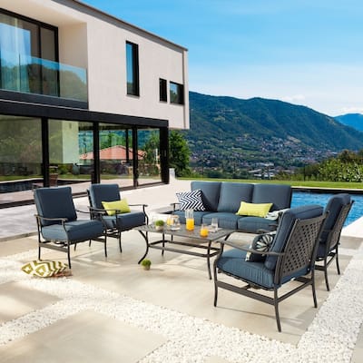 Patio Festival 6-Piece Outdoor Metal Sofa Seating Set