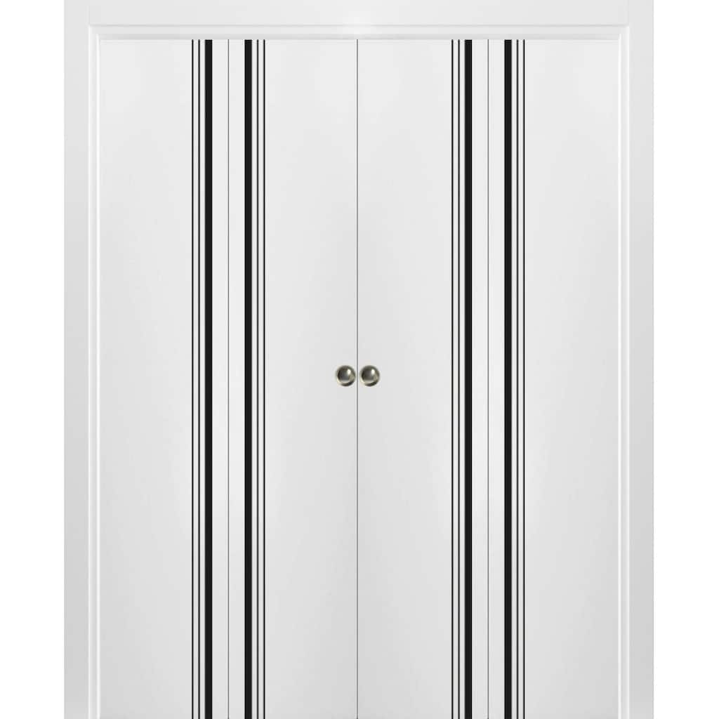 Double Bi-fold Doors Planum 0011 White Silk with Sturdy Tracks
