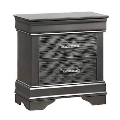 Dark Gray 2 Drawer 21.3 in. W Nightstand with Sturdy Hardware and Ample Storage