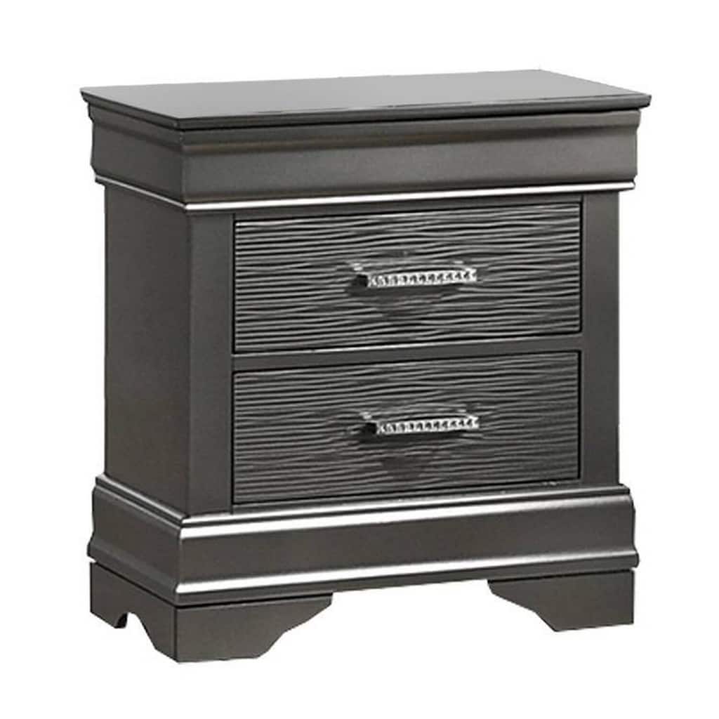 Dark Gray 2 Drawer 21.3 in. W Nightstand with Sturdy Hardware and Ample Storage