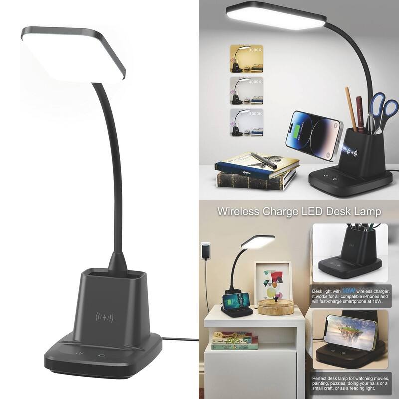 Small Desk Lamp with Pen Holder,3 Modes Dimmable Touch - 6.3"D x 5.12"W x 21.85"H
