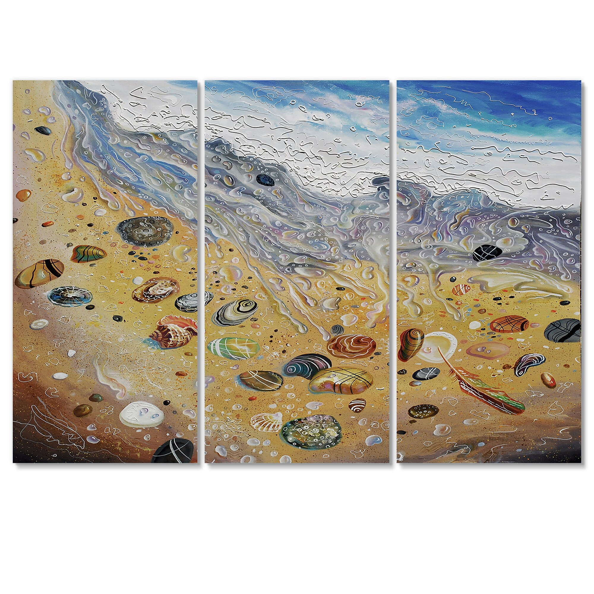 Designart "Seashells On The Beach" Nautical & Coastal Canvas Wall Art Print - Picture 9 of 10