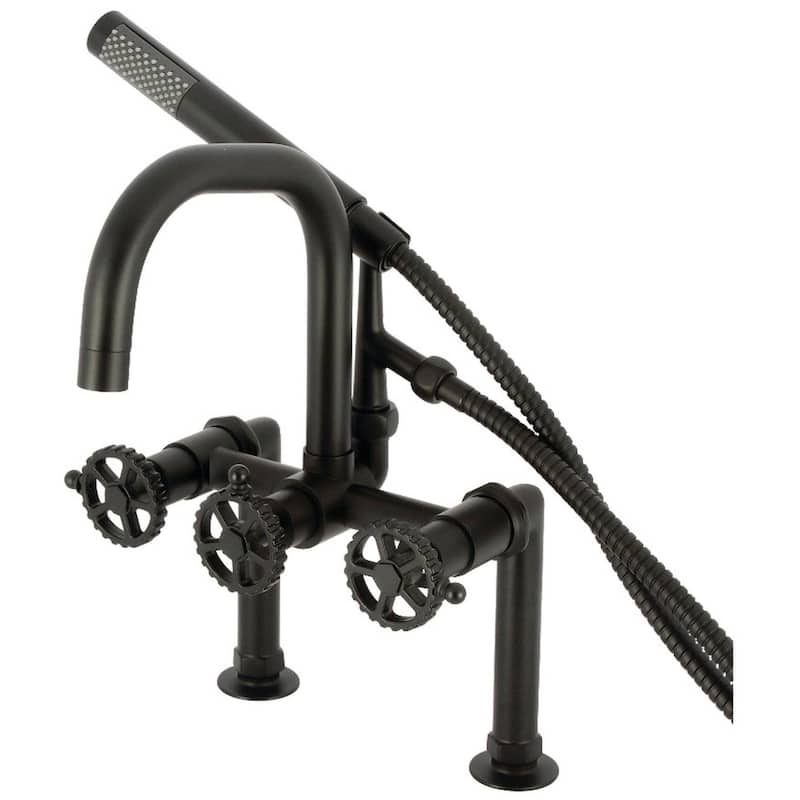 Kingston Brass AE840.CG Fuller Deck Mounted Tub Filler with Built-In - Matte Black