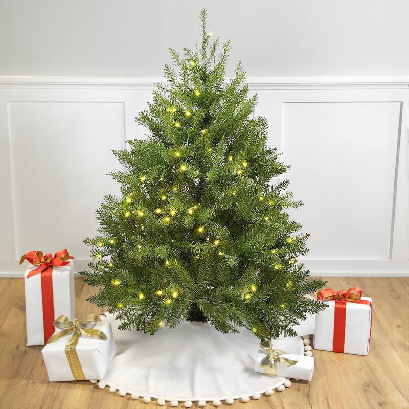 4' Full Northern Pine Artificial Christmas Tree Warm Clear LED Lights - 4 Foot