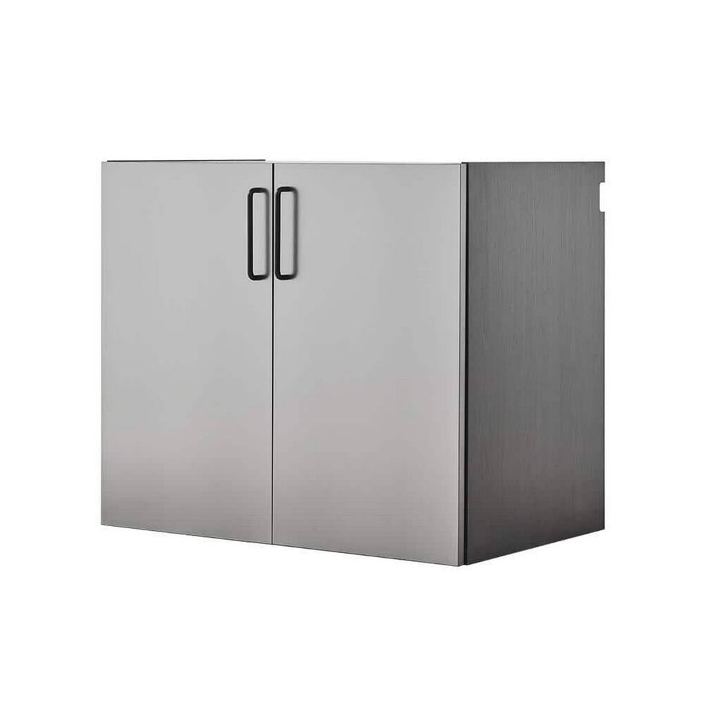 Asti Garage Wall Storage Cabinet, 32 Inch, 2 Doors, Gray Metallic