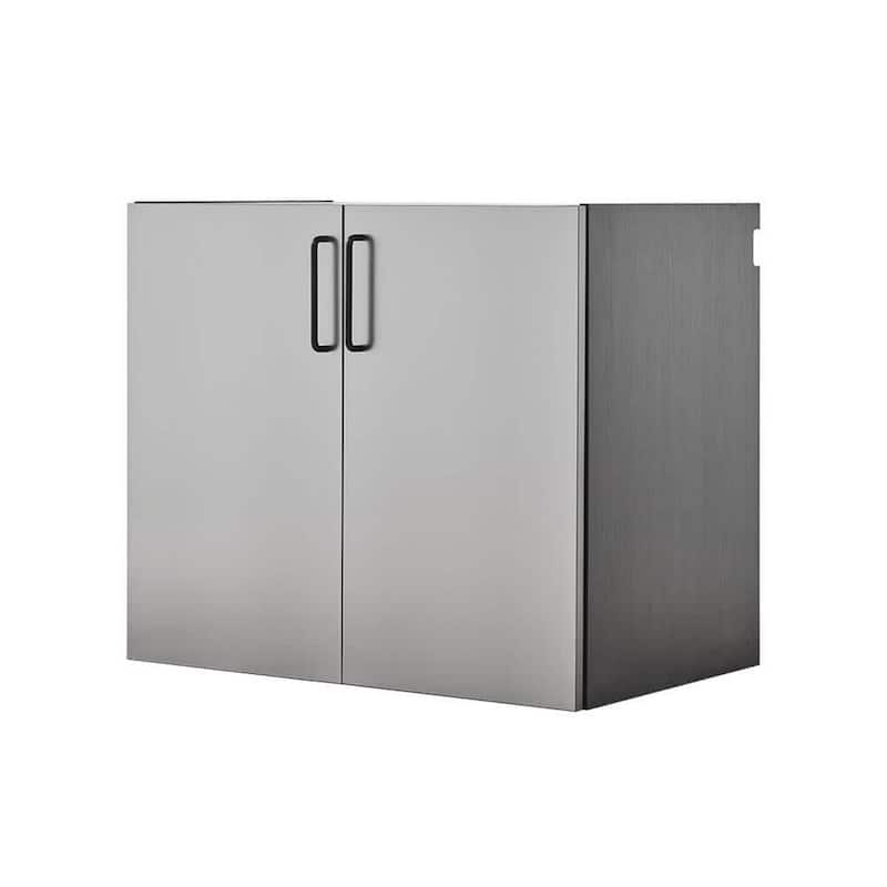 Asti Garage Wall Storage Cabinet, 32 Inch, 2 Doors, Gray Metallic